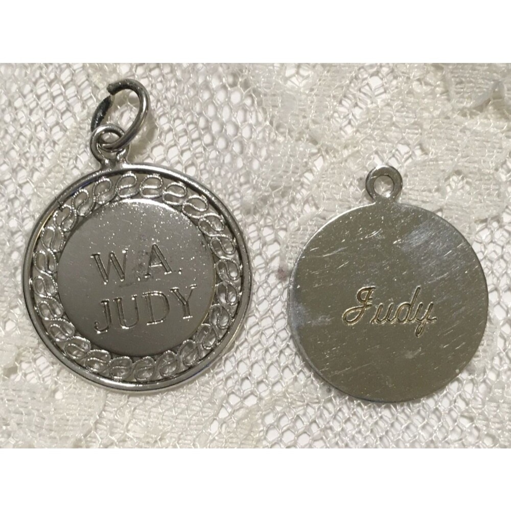 Vintage Sterling Silver Charms Lot of 2 Monogramed "Judy" Engraved